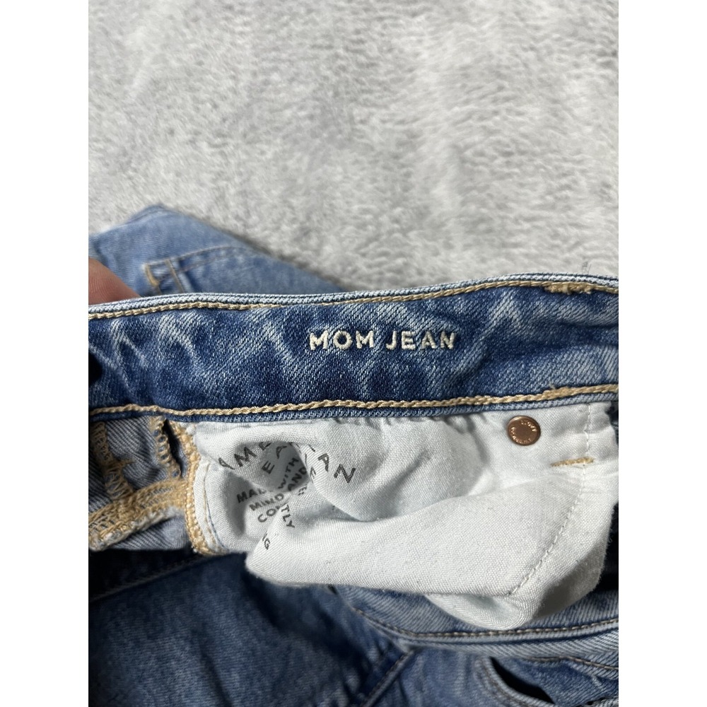 New American Eagle Jeans Women 10 Blue Distressed Highest Rise Mom Jean - Picture 10 of 14